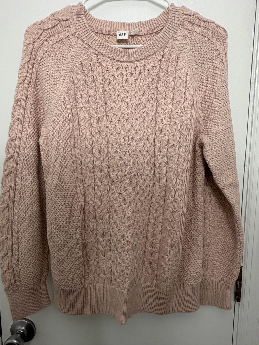 GAP Women's Blush Cable-Knit Crewneck Sweater